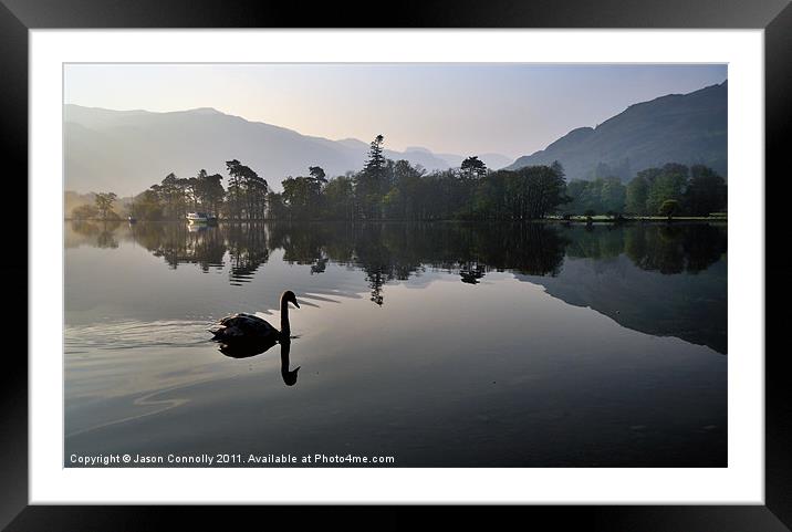 Swan lake, Ullswater Framed Mounted Print by Jason Connolly
