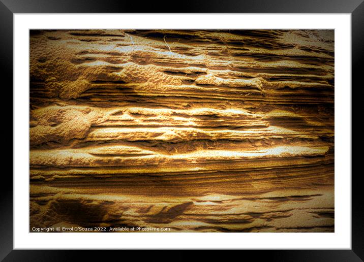Sand wall abstract textures at golden hour Framed Mounted Print by Errol D'Souza
