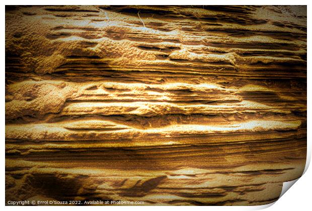Sand wall abstract textures at golden hour Print by Errol D'Souza