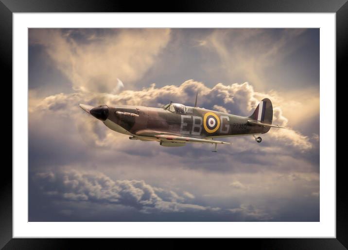 Spitfire P7350 Framed Mounted Print by J Biggadike