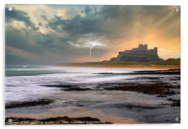 Bamburgh Casle Storm Acrylic by Storyography Photography