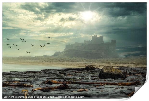  Misty Morning at Bamburgh Castle Print by Storyography Photography