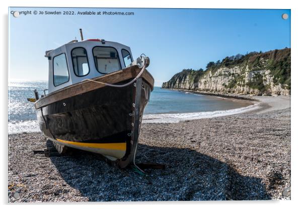 Fishing boat, Beer Devon Acrylic by Jo Sowden