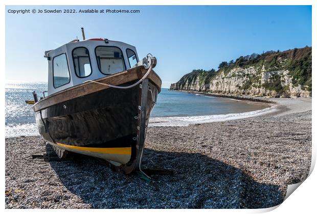 Fishing boat, Beer Devon Print by Jo Sowden