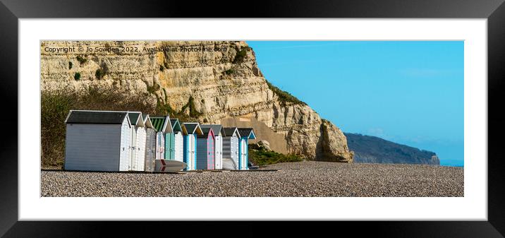 Beach huts, Beer Devon Framed Mounted Print by Jo Sowden