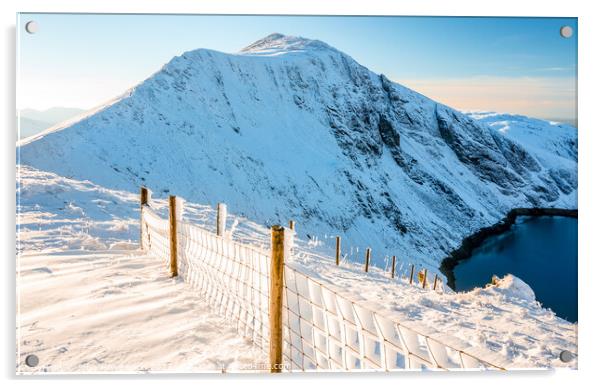 Snowdonia winter mountain Elidir Fawr Acrylic by John Henderson