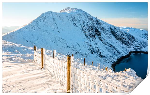 Snowdonia winter mountain Elidir Fawr Print by John Henderson