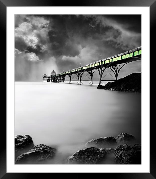 Clevedon Pier - Selectively Coloured Framed Mounted Print by David Neighbour
