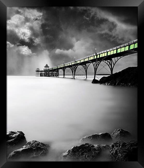 Clevedon Pier - Selectively Coloured Framed Print by David Neighbour