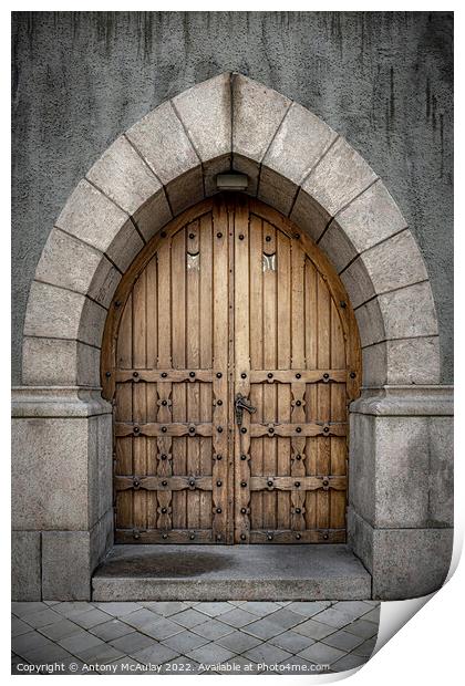 Stone Arch Wooden Doorway Print by Antony McAulay