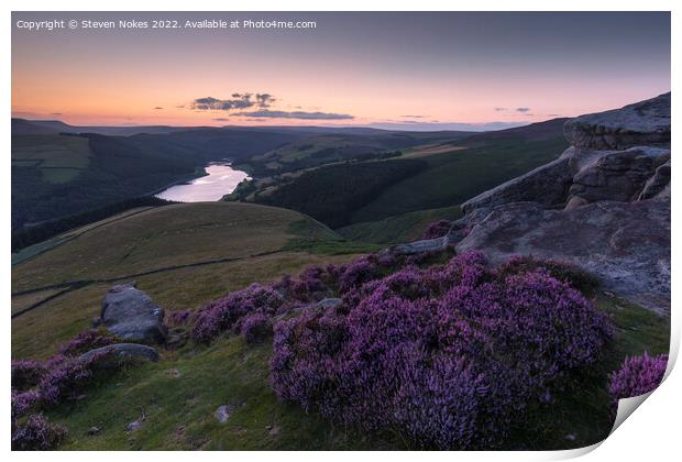 Purple Heather Sunset on Derwent Edge Print by Steven Nokes