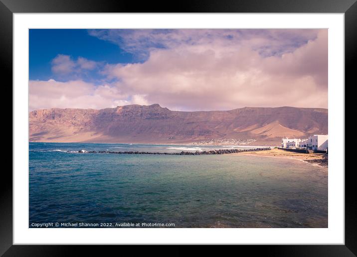 The traditional seaside village of Famara in Lanza Framed Mounted Print by Michael Shannon