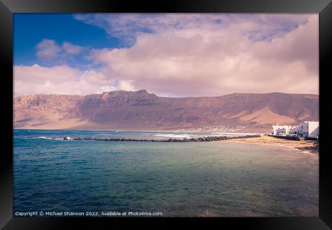 The traditional seaside village of Famara in Lanza Framed Print by Michael Shannon