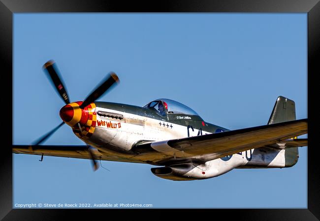 North American P51D Wee Willy II Close Fly By. Framed Print by Steve de Roeck