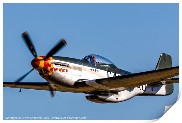 North American P51D Wee Willy II Close Fly By. Print by Steve de Roeck