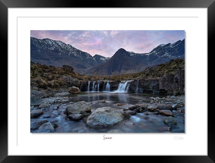 Sunrise fairy pools  Skye with  eagles soaring hig Framed Mounted Print by JC studios LRPS ARPS