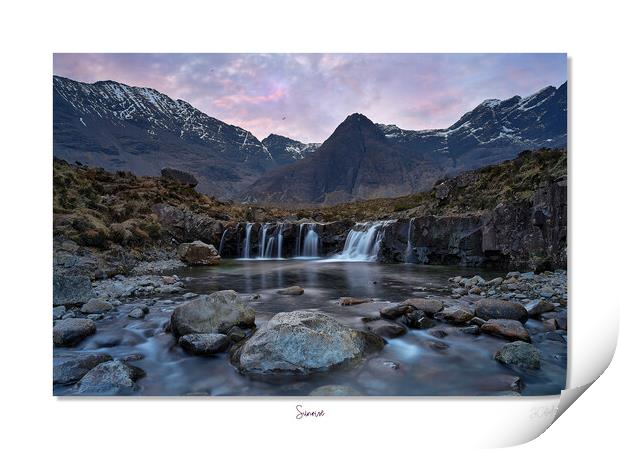 Sunrise fairy pools  Skye with  eagles soaring hig Print by JC studios LRPS ARPS