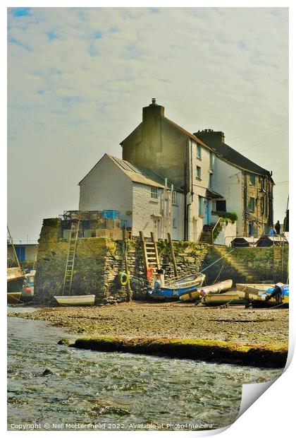 Polperro Cottages. Print by Neil Mottershead