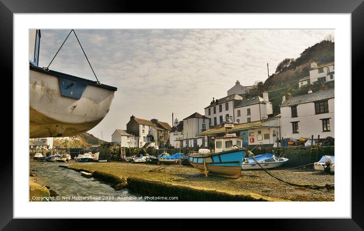 High & Dry In Polperro. Framed Mounted Print by Neil Mottershead