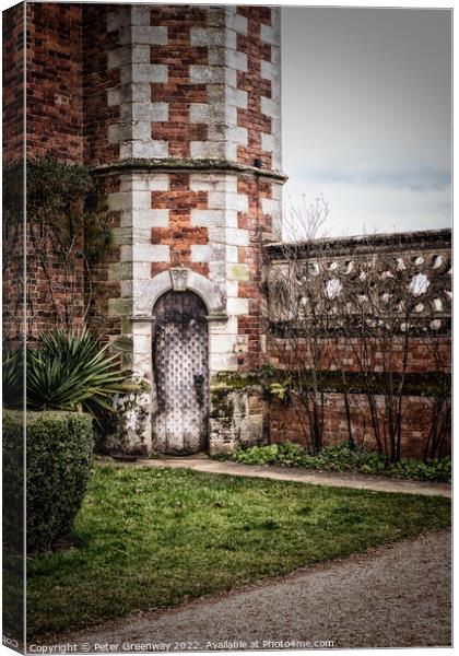 Turret Door At Charlecote Park House Canvas Print by Peter Greenway