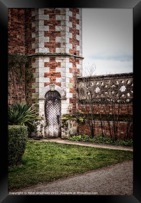 Turret Door At Charlecote Park House Framed Print by Peter Greenway