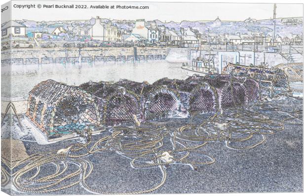 Portpatrick Harbour Dumfries and Galloway Sketch Canvas Print by Pearl Bucknall