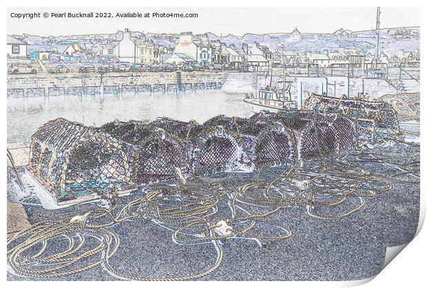 Portpatrick Harbour Dumfries and Galloway Sketch Print by Pearl Bucknall