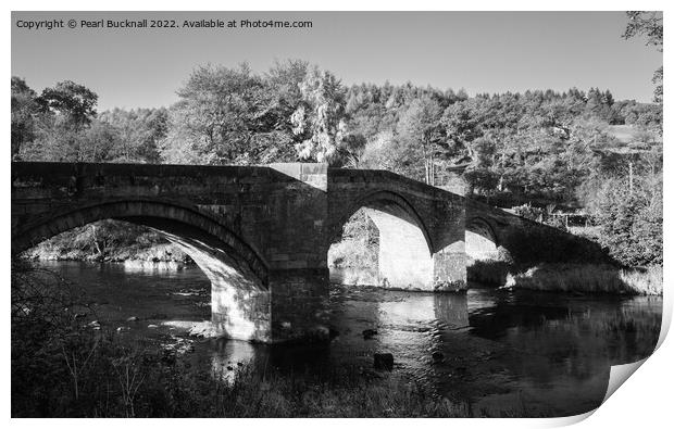 Barden Bridge River Wharfe Yorkshire Dales Mono Print by Pearl Bucknall