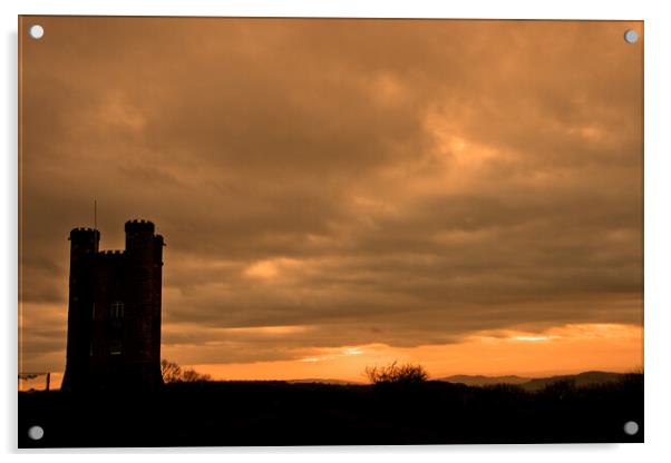 Broadway Tower Sunset Cotswolds Worcestershire Acrylic by Andy Evans Photos