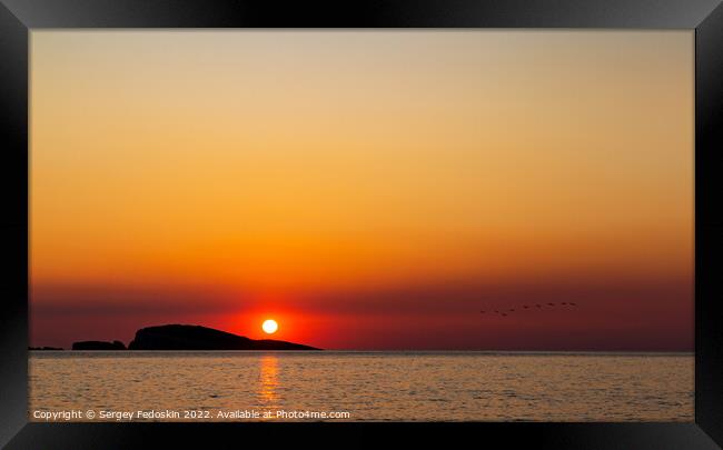 Orange sunset over s sea  Framed Print by Sergey Fedoskin