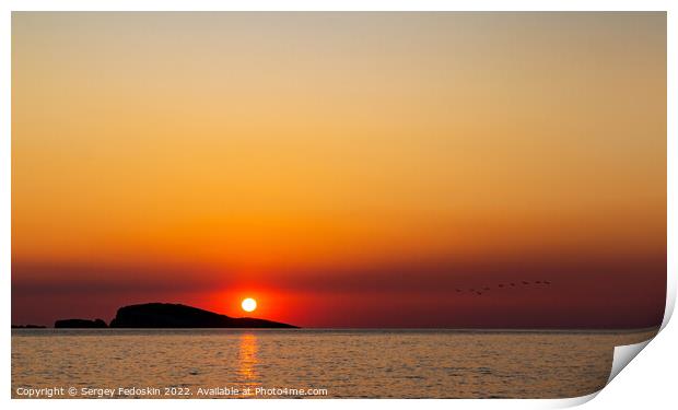 Orange sunset over s sea  Print by Sergey Fedoskin