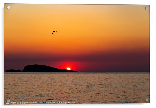 Orange sunset over s sea  Acrylic by Sergey Fedoskin