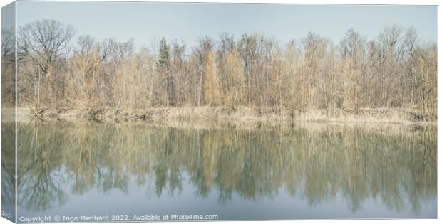 Trees are reflected in the water of the forest lake Canvas Print by Ingo Menhard