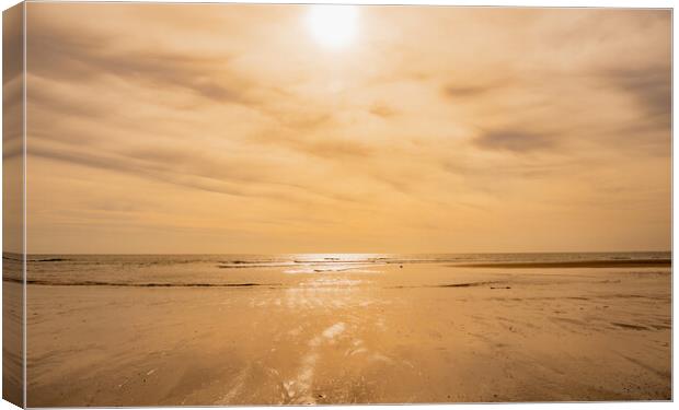 Majestic Sunset over Tregantle Cliff Beach Canvas Print by David Martin