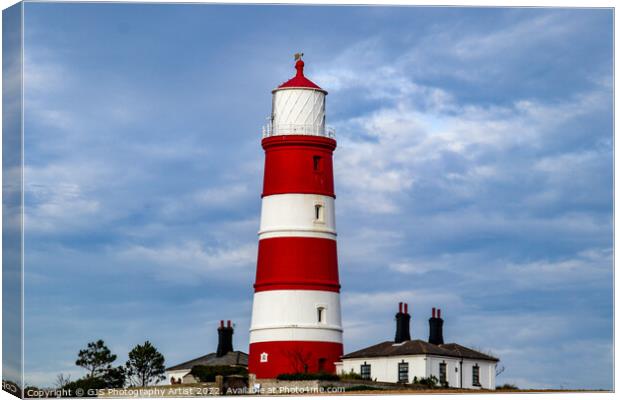 Happisburgh Lighthouse and Buildings Canvas Print by GJS Photography Artist