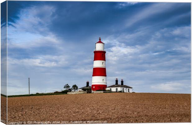 Happisburgh Lighthouse Top of Hill Canvas Print by GJS Photography Artist