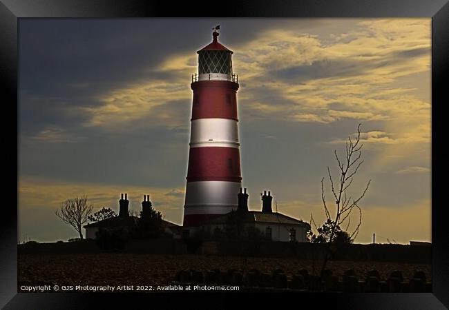 Happisburgh Lighthouse Light Reflecting Framed Print by GJS Photography Artist