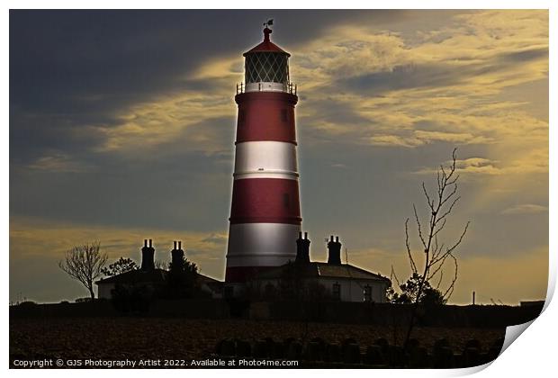 Happisburgh Lighthouse Light Reflecting Print by GJS Photography Artist