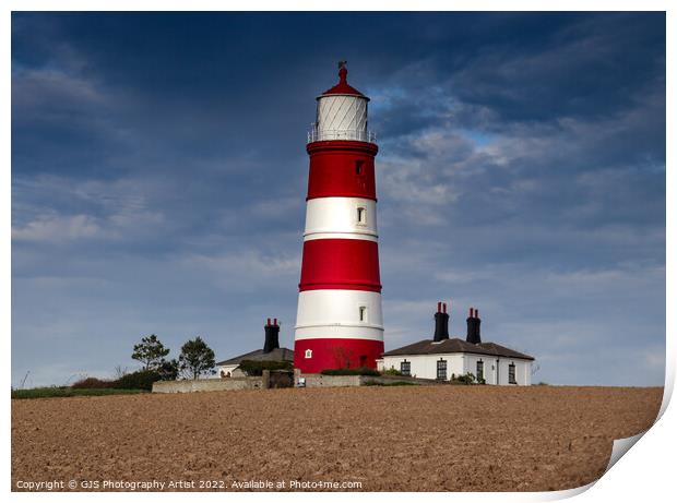 Happisburgh Red and White  Print by GJS Photography Artist