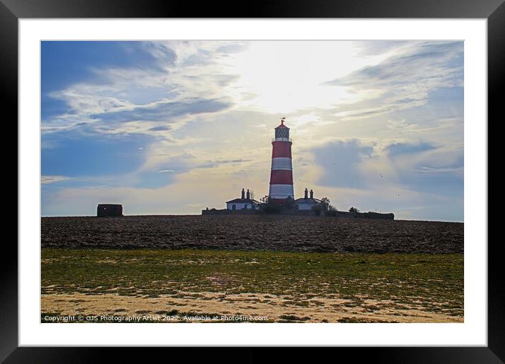 Lighthouse Pillbox and Seagulls Framed Mounted Print by GJS Photography Artist