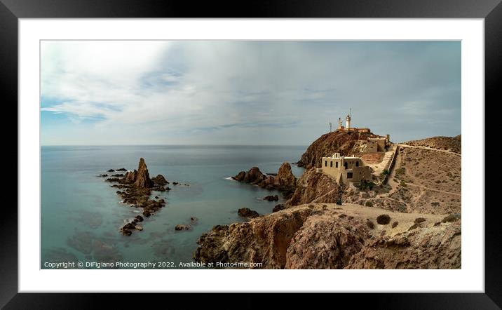 Cabo de Gata Lighthouse Panorama Framed Mounted Print by DiFigiano Photography