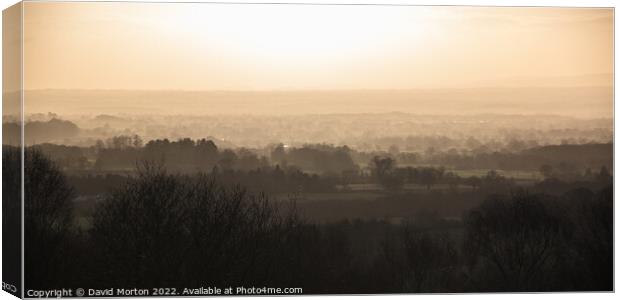 The Cheshire Plain from Bickerton Hill in the evening Canvas Print by David Morton