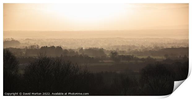 The Cheshire Plain from Bickerton Hill in the evening Print by David Morton