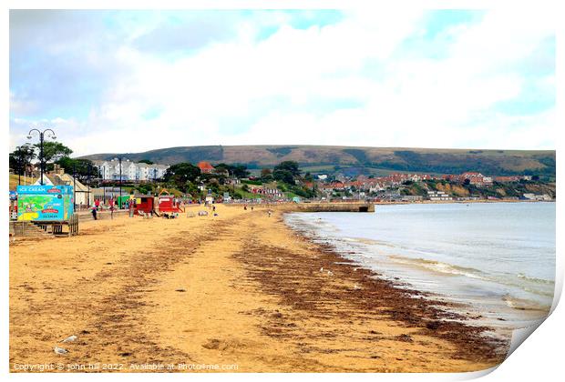 October beach, Swanage, Dorset. Print by john hill