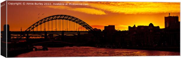 Tyne Bridge Sunset Panoramic Canvas Print by Aimie Burley