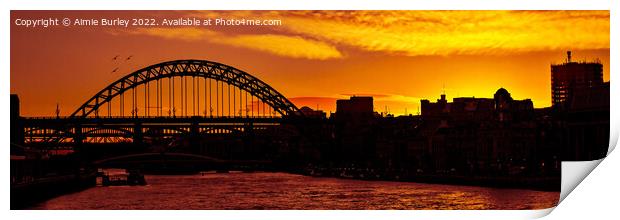 Tyne Bridge Sunset Panoramic Print by Aimie Burley