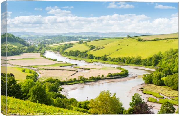 The river Dart from Sharpham, South Hams, Devon Canvas Print by Justin Foulkes
