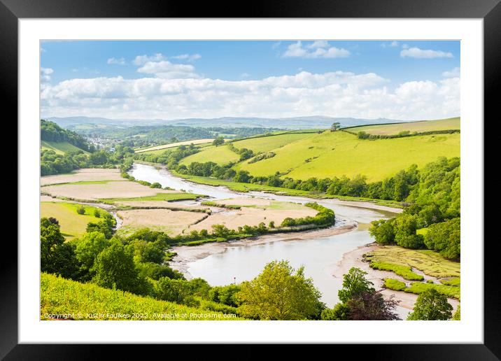 The river Dart from Sharpham, South Hams, Devon Framed Mounted Print by Justin Foulkes
