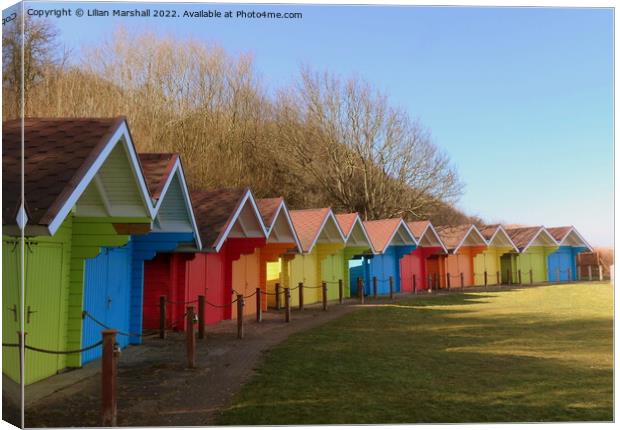 Scarborough Beach Huts.  Canvas Print by Lilian Marshall