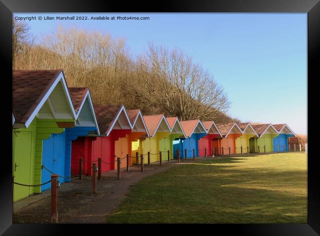 Scarborough Beach Huts.  Framed Print by Lilian Marshall